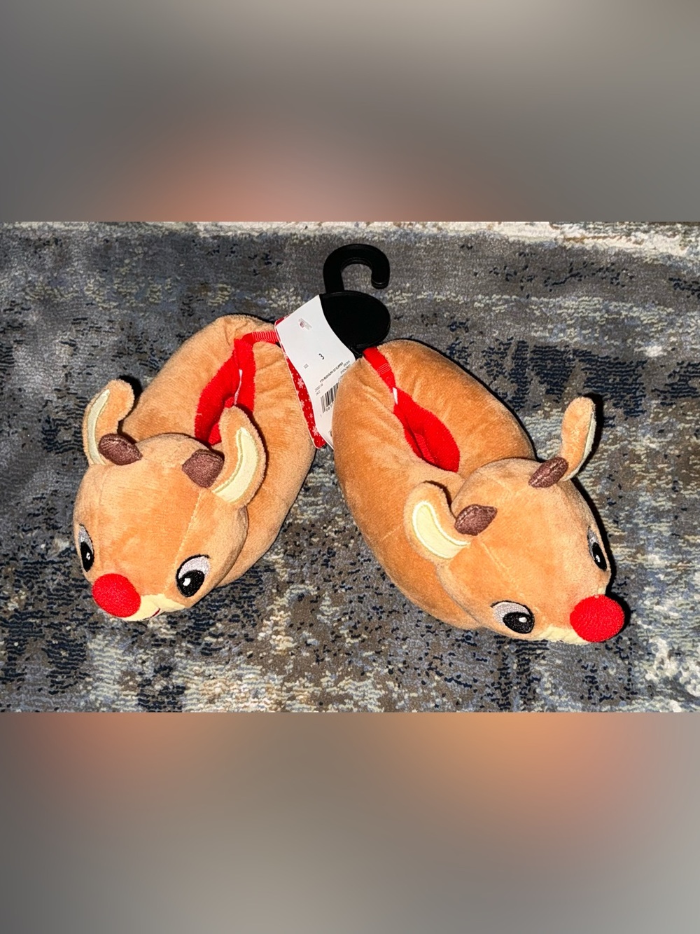 Plush Deer Slippers for Baby- Soft Brown with Red (NWT)